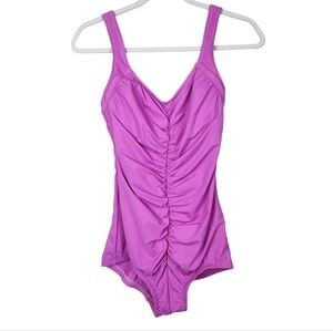 Maxine of Hollywood Pink Ruched One Piece Swimsuit Women's Size 12